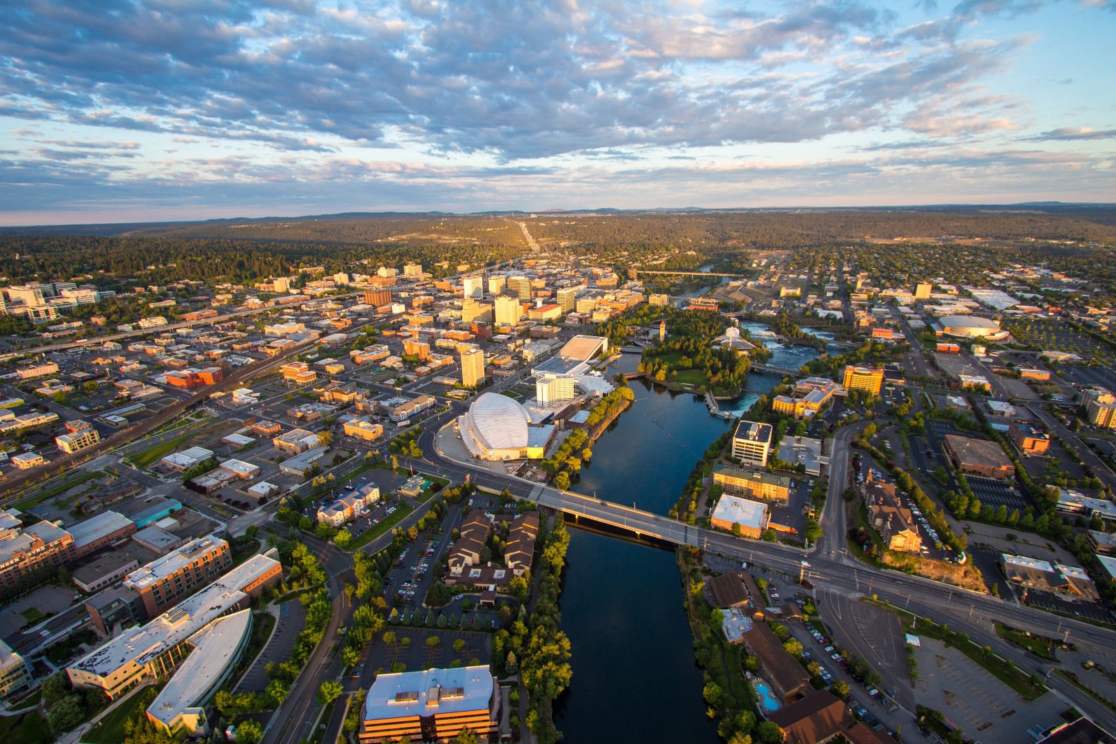 Aerial of Downtown Spokane ⋆ Spokane Drone Photography and Video