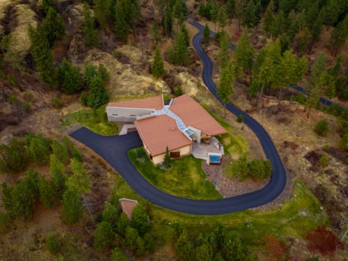 The Canyon House Chattaroy Washington, Architecture and Interior Design Drone Photography