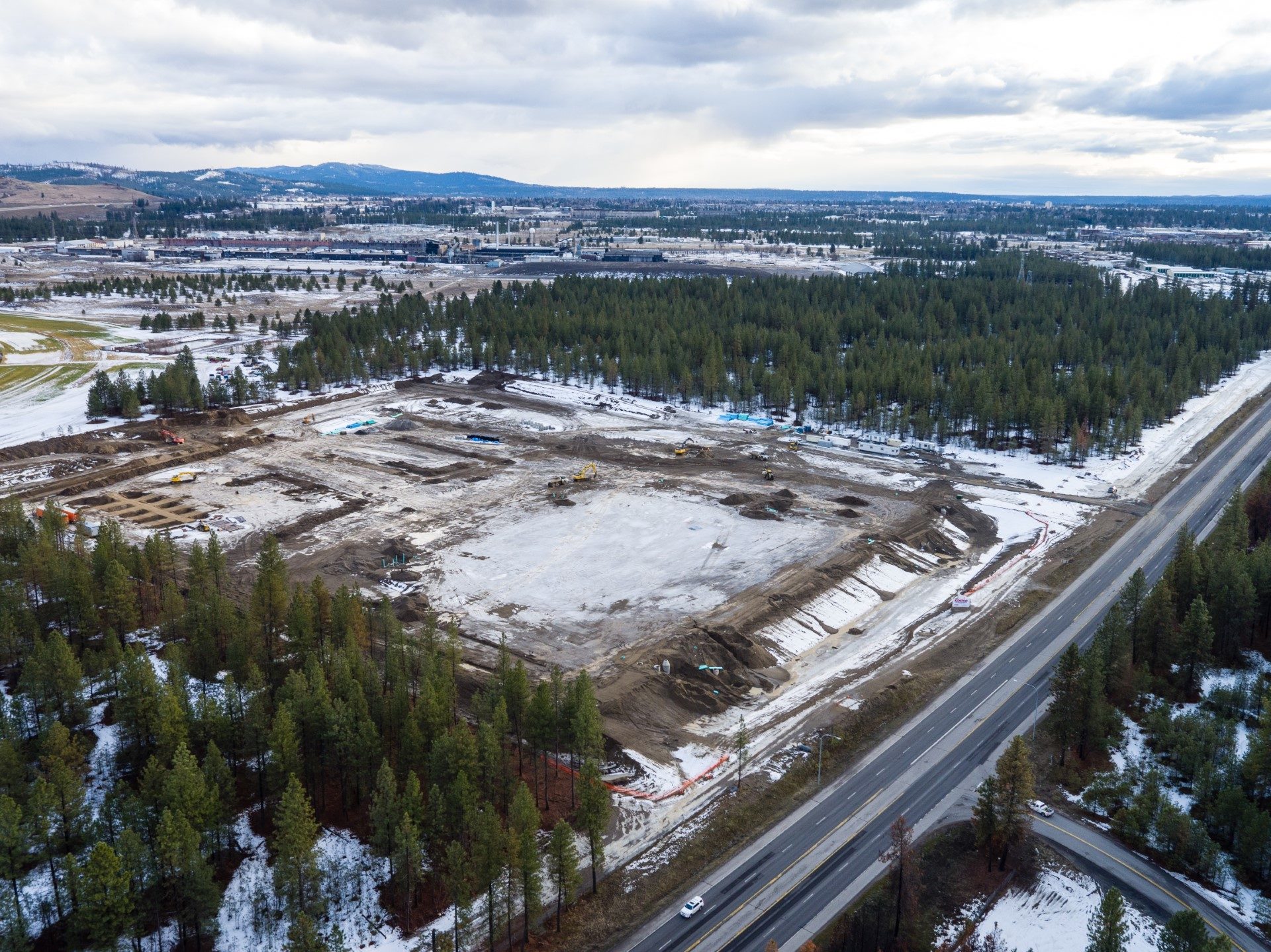 Aerial Drone Construction Progress in Spokane